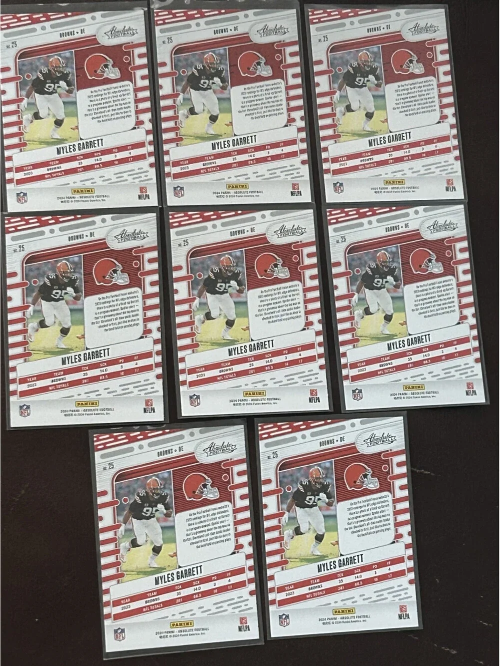 Myles Garrett 2024 Panini Absolute Blue, Orange & Black 8 NFL NM Card Lot